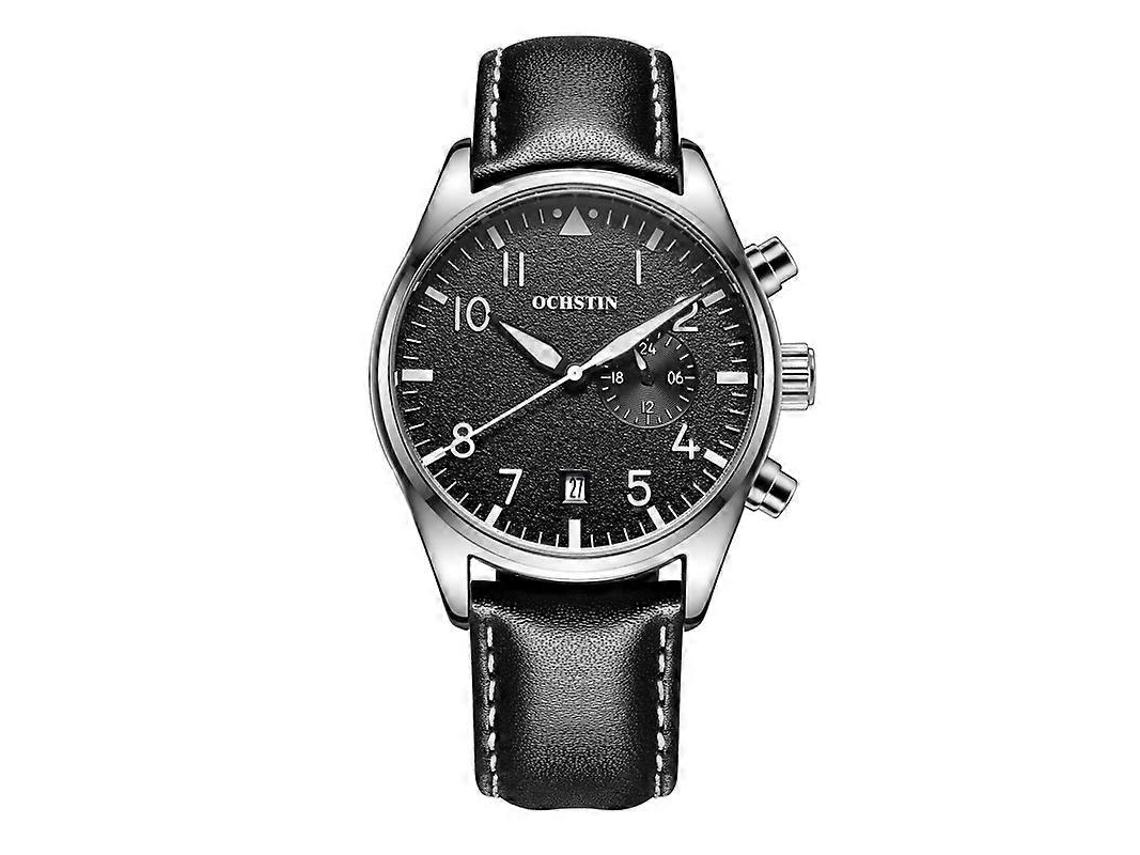 Relógio De Pulso Multifuncional Ochstin 5043c Para Negócios, À Prova D'água, Com Pulseira De Couro E Mecanismo De Quartzo.
