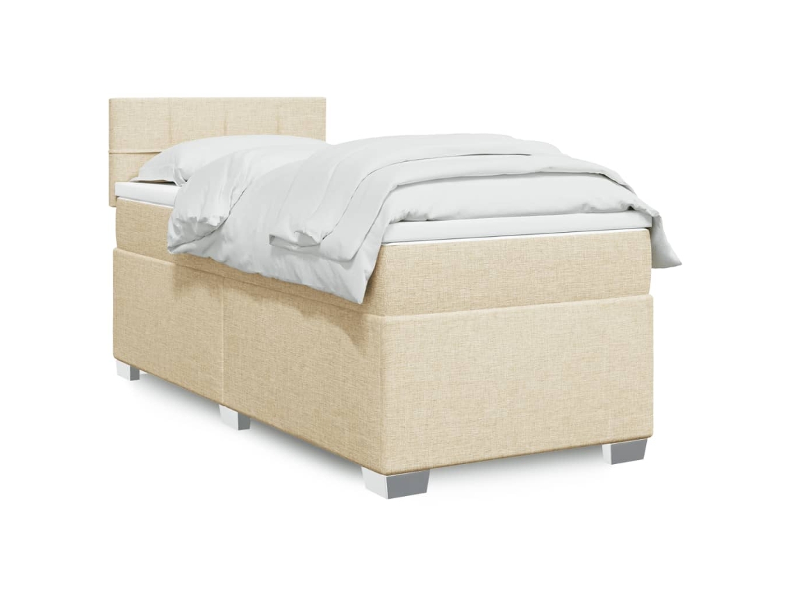 Vidaxl Cama Com Molas/colchão 90x190 Cm Tecido Cor Creme