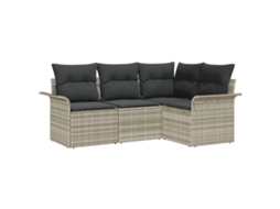 Conjunto 4 Conjunto De Sofá De Jardim Vidaxl Cinzento-claro Vime Pe (187,5 X 132,5 X 85 Cm)