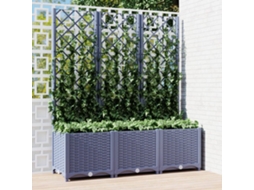 Vaso/Floreira Jardim com Treliça 120X40X136 Cm Pp Cinza-Escuro