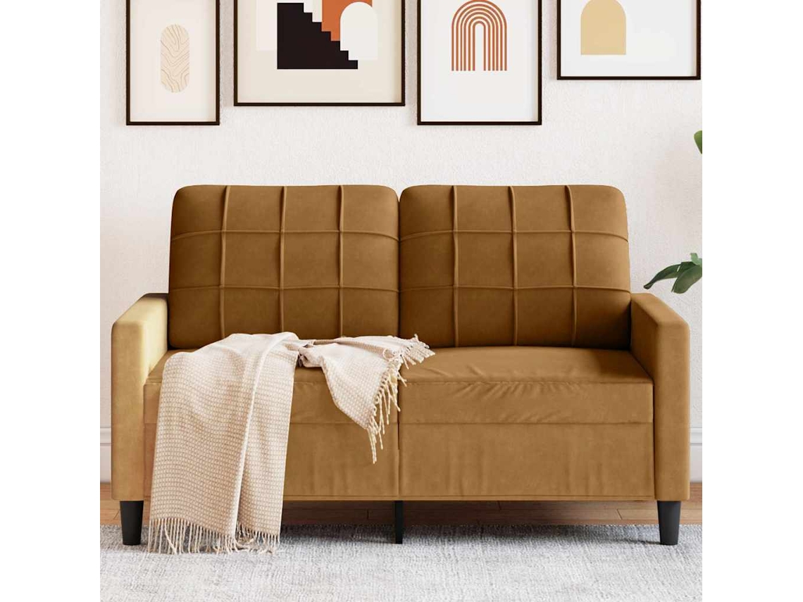 Vidaxl Sofá De 2 Lugares Veludo 120 Cm Castanho