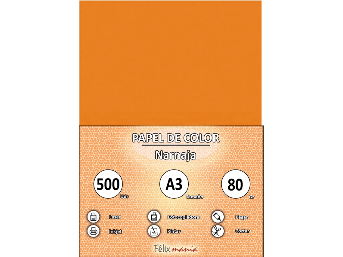 Papel 80Gr A3 Laranja 500 Folhas