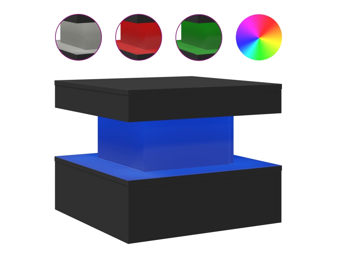 Mesa de Centro com Luzes Led 50x50x40 Cm Preto MAISON EXCLUSIVE