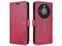 Capa Tkdaddy Azns Para Honor X70 5g, Capa Antirriscos De Couro Sintético, Com Suporte, Tipo Carteira, Vermelha