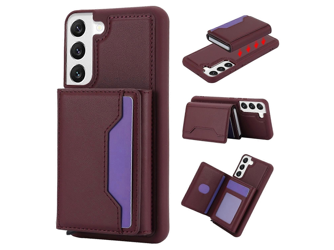 Capa De Celular Em Couro Com Compartimento Removível Para Cartões E Proteção Rfid Para Samsung Galaxy S23+