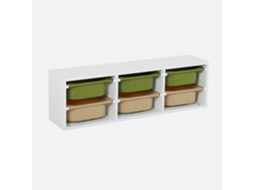 Móvel De Armazenamento Para Criança Com 6 Caixas De Armazenamento, Verde Oliva Sweeek