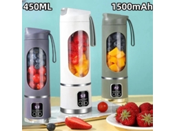 Roxo Liquidificador Portátil 450ml, 8 Lâminas, 3 Velocidades, Recarregável Usb, Shakes Smoothies, Visor Digital MDUG