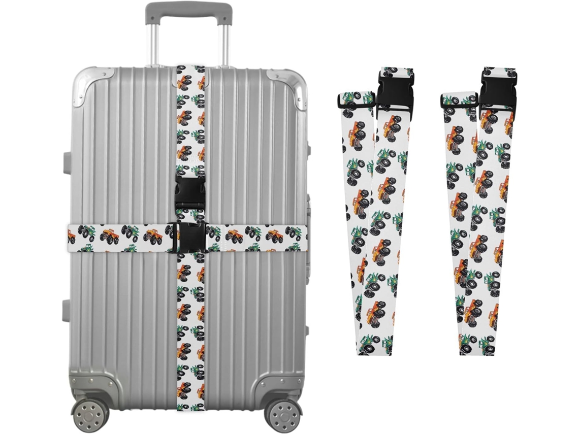 Conjunto De 2 Cintas Bagagem Laranja Com Estampa Caminhão Para Malas, Cintas De Viagem, Acessórios Para Cintos, Conector
