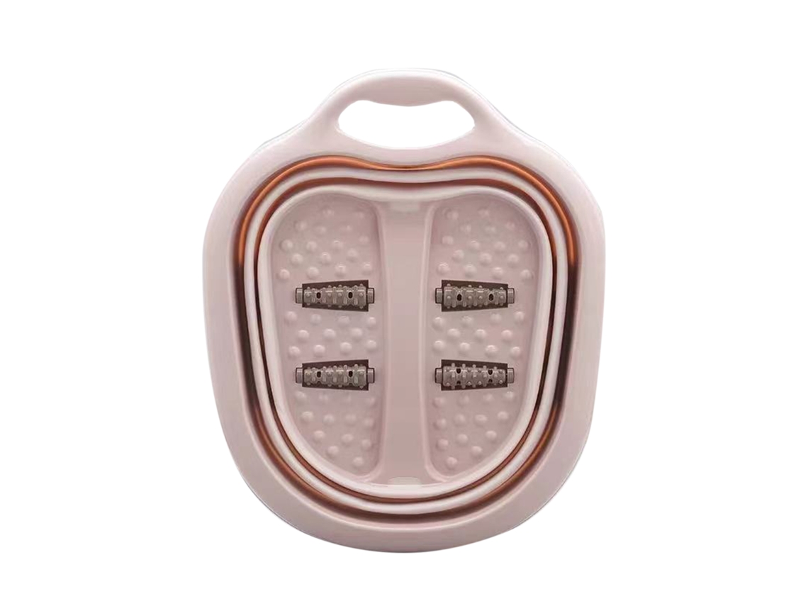 Bacia de Banho para Encharcamento de Pés Plegável com Rodízios de Massagem Rosa Alivia Dor e Fadiga S/MARCA