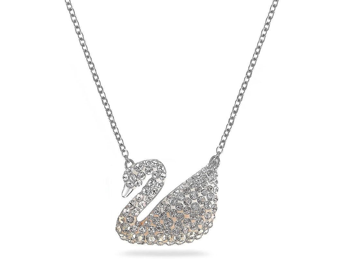 2026 collar Colección Cisne Icónico para Mujer Con Cristales Negros Y Cadena Plateada En Tonos Dorado Rosa