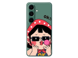 Capa Tkdaddy Para Samsung Galaxy S24 Fe Com Estampa De Criança Fofa E Borda Reta Tpu, Capa Traseira Verde