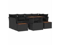 Vidaxl Conjunto De Sofá De Jardim 9 Unid. Preto E Marrom
