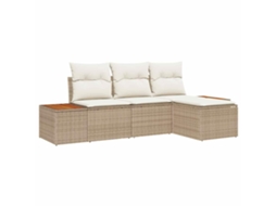 Conjunto 4 Conjunto De Sofás Para Exterior Vidaxl Bege Vime Pe (239 X 117 X 85 Cm)