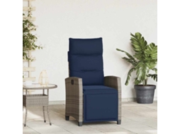 Vidaxl Cadeira De Jardim Reclinável Com Mesa De Apoio Vime Pe Cinzento