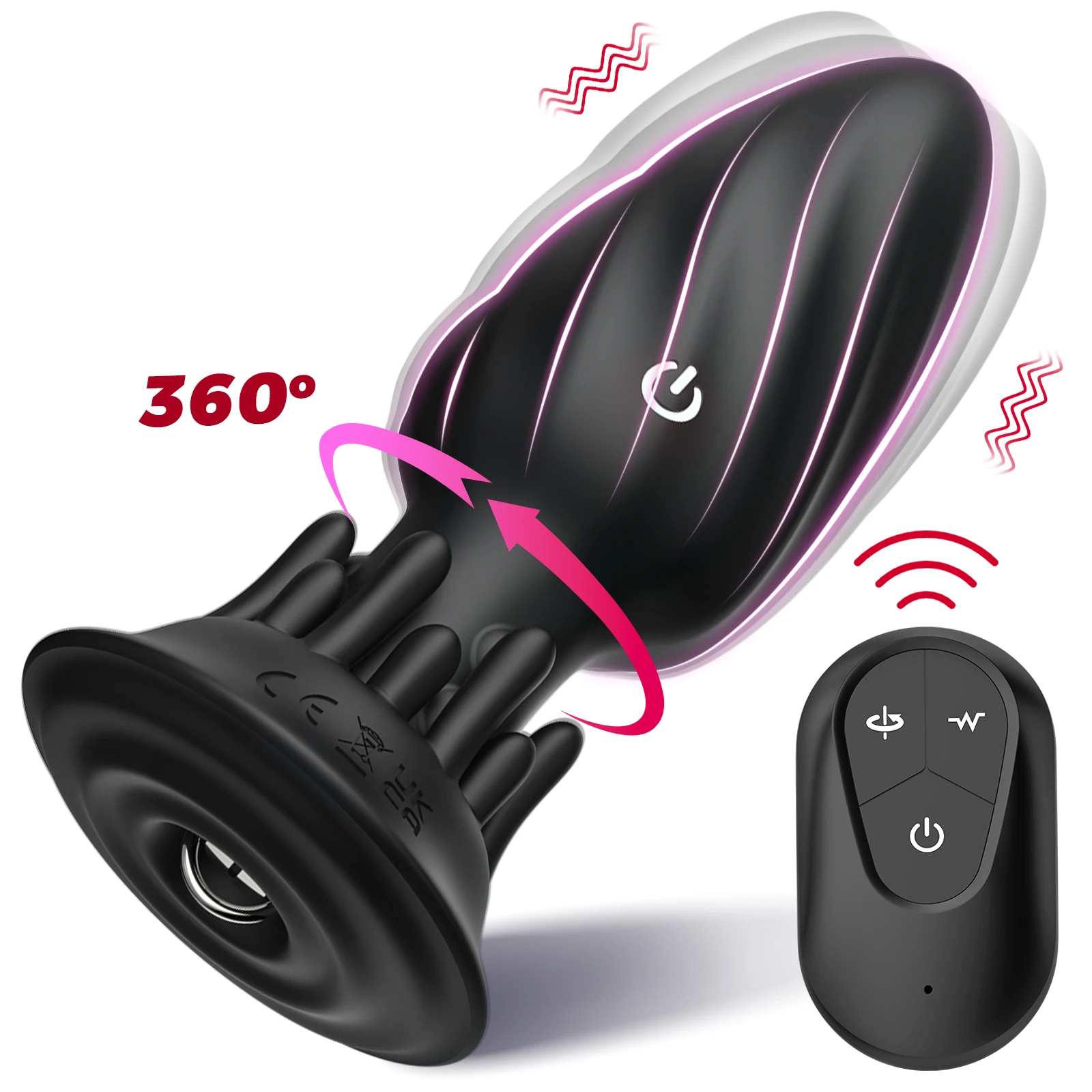 Vibrador Anal Giratório Com Controle Remoto De 360°, Massageador De Próstata De Silicone, Dilatador Anal, Unissex.