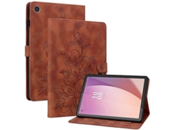 Capa Para Tablet Lenovo Tab M8 Gen 4 Com Compartimentos Para Cartões E Estampa De Lírios Em Couro.