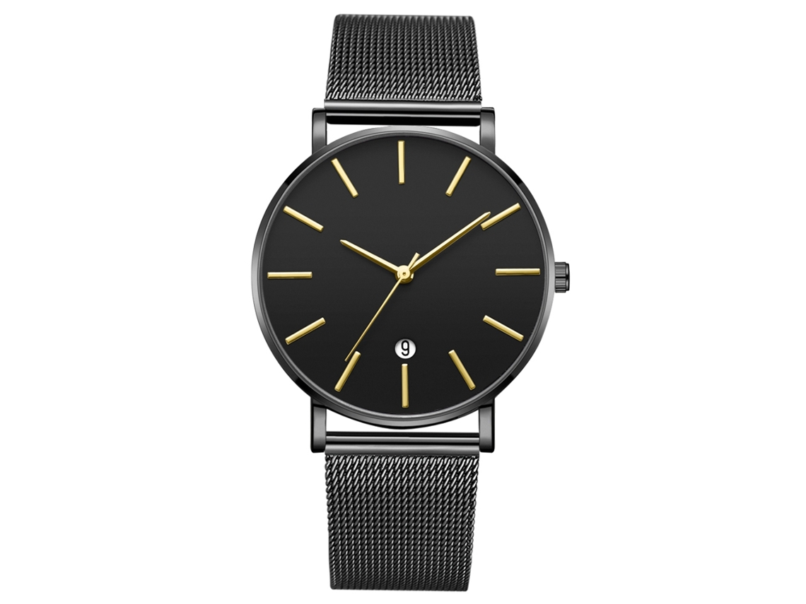 Relógio Fashion Xr3406 de Quartzo Casual com Pulseira Preta e Ponteiro Dourado