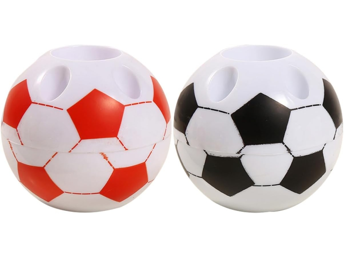 Porta Canetas Branco Em Abs Formato De Bola Futebol, 2 Peças, Fácil De Limpar E Durável, Organizador De Canetas