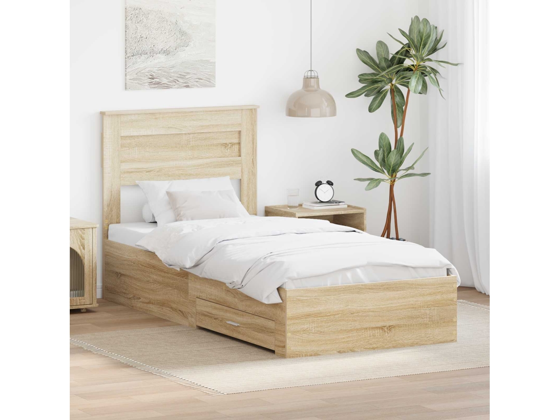 Vidaxl Estrutura Da Cama Com Gaveta Carvalho Sonoma 100 X 200 Cm