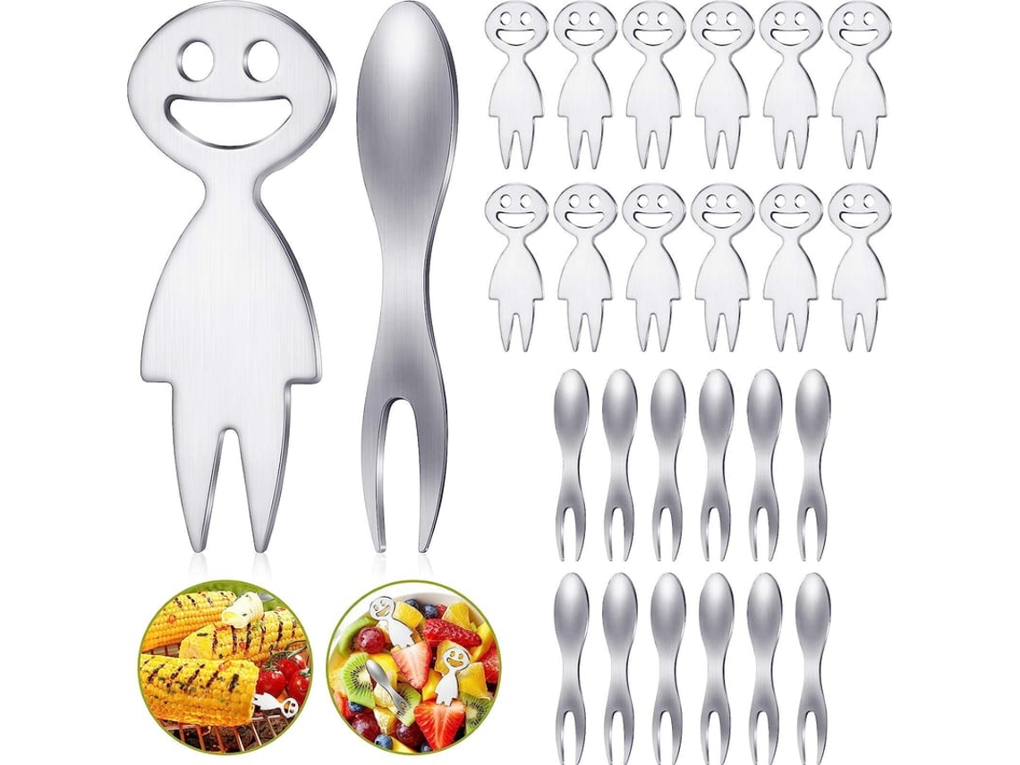 24pcs Suporte De Espeto De Milho Em Aço Inoxidável Com Estojo De Armazenamento