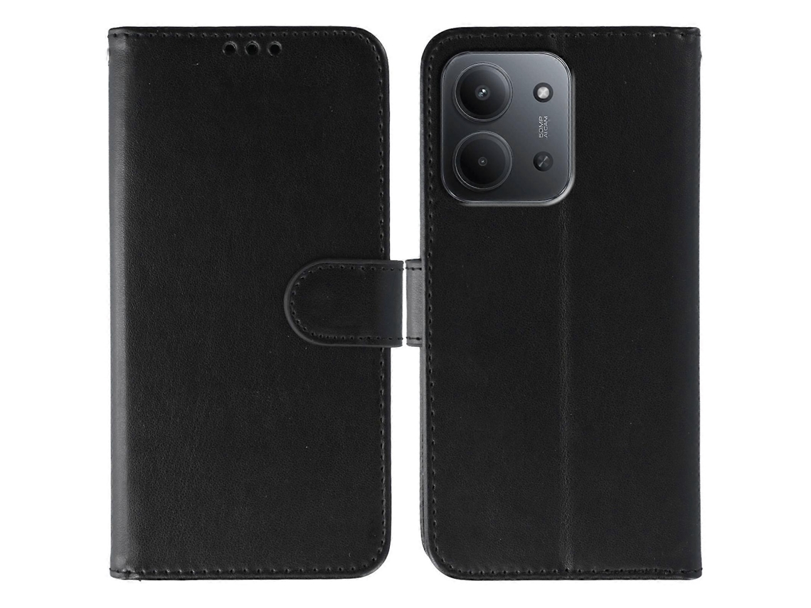 Capa Tipo Carteira De Couro Pu Com Alça Preta Para Xiaomi Redmi 15c 5g (ue) (173 Mm) / 15c 4g (ue) (173 Mm)