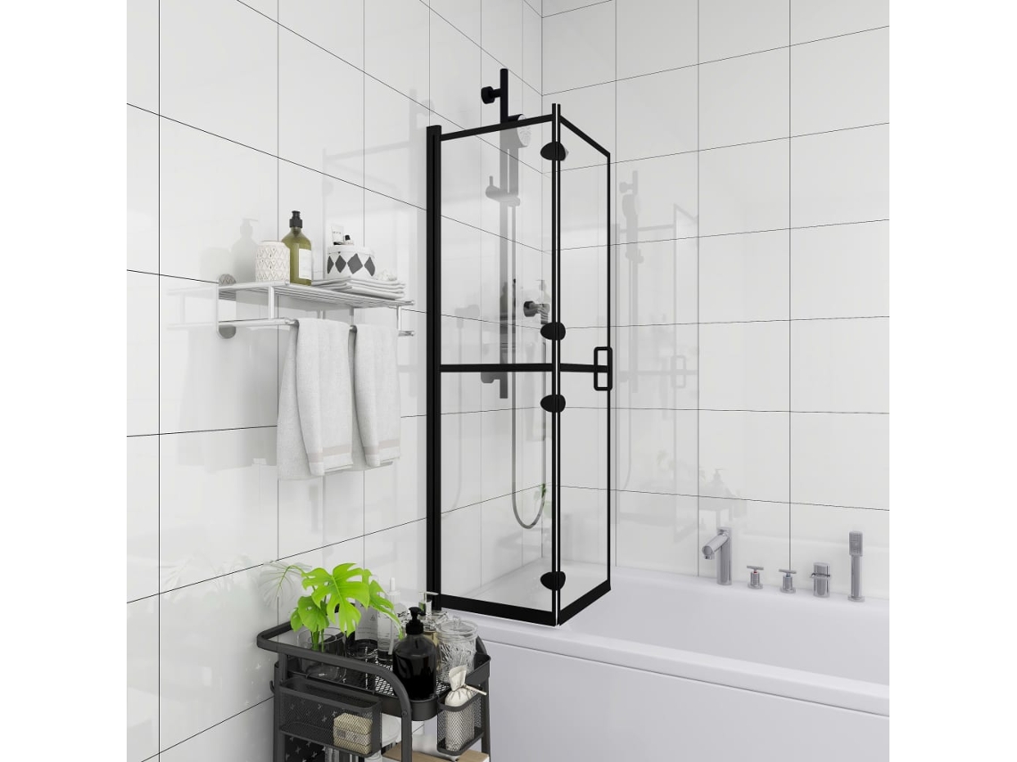 Vidaxl Divisória De Chuveiro Dobrável Esg 100x140 Cm Preto