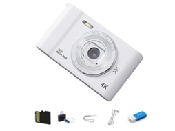 Câmera Digital 4k Hd Para Fotografia, Viagem, Selfie, Câmera, 2,4 Polegadas, Mini Câmera Retrô, Branca Brilvibera