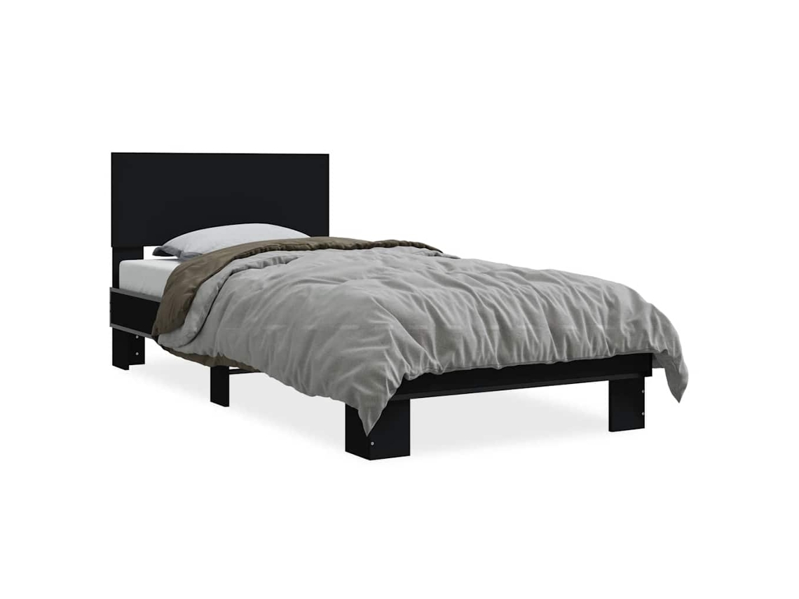 Bed Frame, Bed Frames Vidaxl Preto Madeira Processada (75 X 190 Cm)
