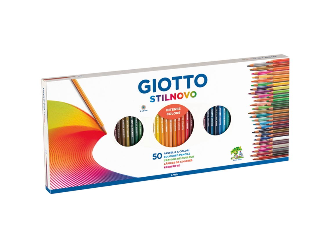 Lápis de Cor GIOTTO Stilnovo, Corpo Hexagonal, Minas de Várias Cores, Pack de 50 Lápis
