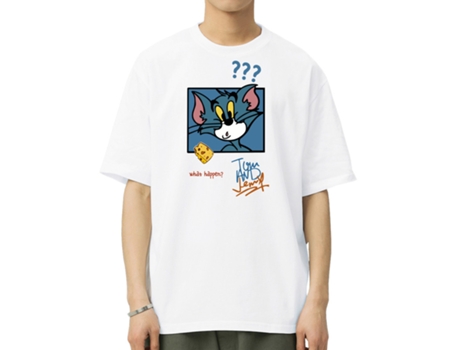 T-Shirt de Homem VREEL Tom Jerry Algodão Branco (L)