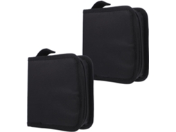 Conjunto De 2 Estojos Para Cd Em Tecido Oxford Preto, Capacidade Para 40 Discos, Bolsa Para Armazenamento De Cd/dvd