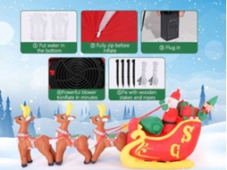 Inflável De Natal Papai Noel Com Renas Decorativo Fácil De Inflar