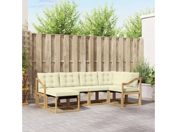 Vidaxl Conjunto De Sofás Para Exterior 6 Pcs Branco E Creme