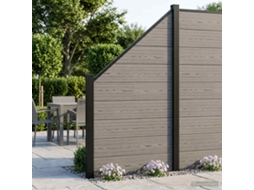 Vidaxl Conjunto De Cercas 446 X 186 Cm Wpc E Alumínio Cinzento