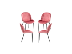 Pack 4 Cadeiras Bille Black Veludo - Rosa