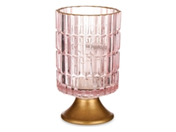 Lanterna Led GIFT DECOR Riscas (Rosa - Vidro - 10,7 x 18 x 10,7 cm)