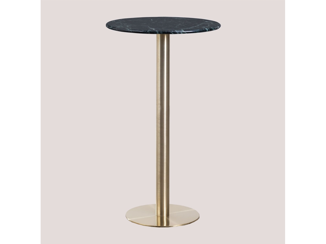 Sklum Mesa Alta De Bar Redonda Ø60 Cm Em Mármore Cosmopolitan Mármore     Ouro Champagne                   Mármore Verde Big Flower
