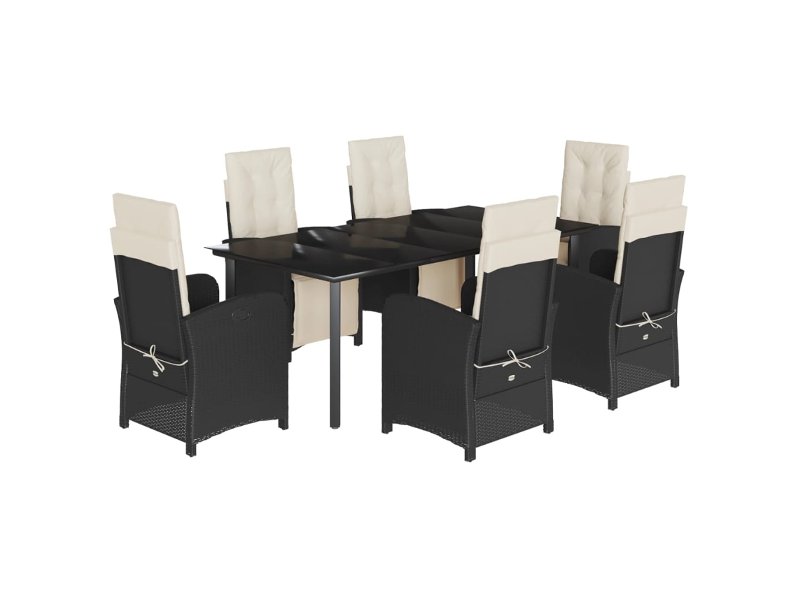 Garden Dining Set, Garden Dining Sets Vidaxl Preto Rattan / Vime (200 Cm Table Length)