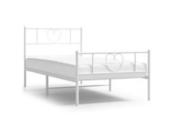 Bed Frame, Bed Frames Vidaxl Branco Aço (100 X 190 Cm)