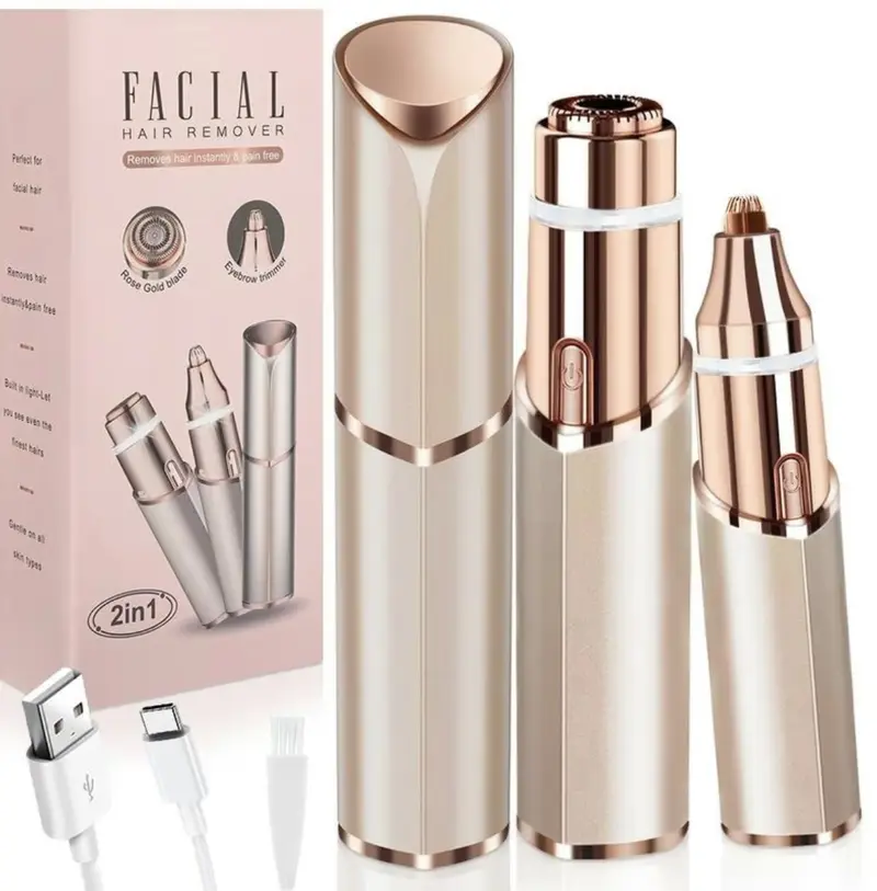 Aparador Elétrico Facial para Sobrancelhas 2 em 1 Recarregável Via Usb Portátil Feminino AQUAFORGE