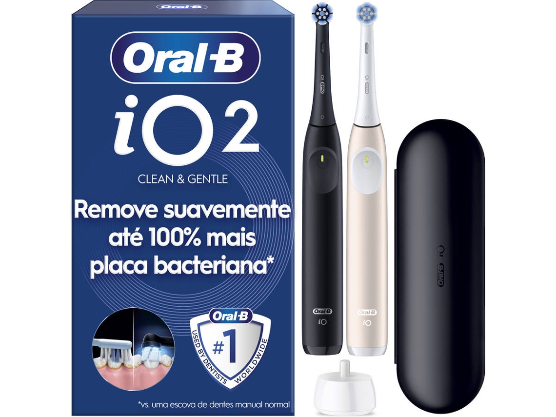 Escova de Dentes Elétrica ORAL-B IO2 Duo (2 Unidades - Preto e Rosa)