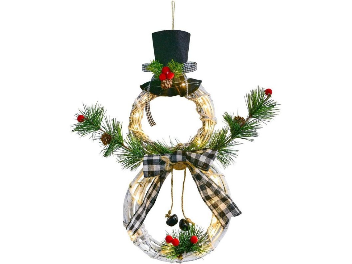 Guirlanda de Natal iluminada com boneco de neve 40,6x21,6cm para porta