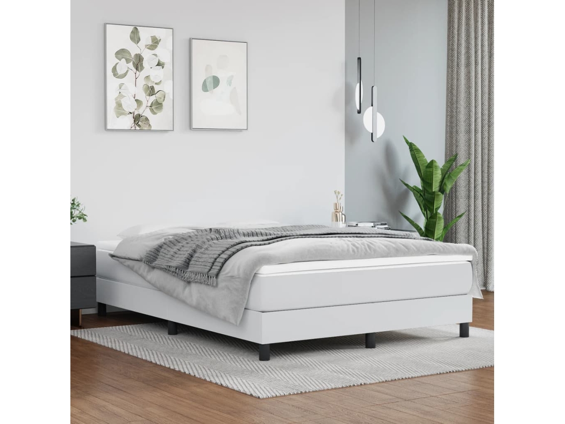 Vidaxl Colchão De Molas Ensacadas Firmeza Média 140x200x20cm Couro Artificial Branco