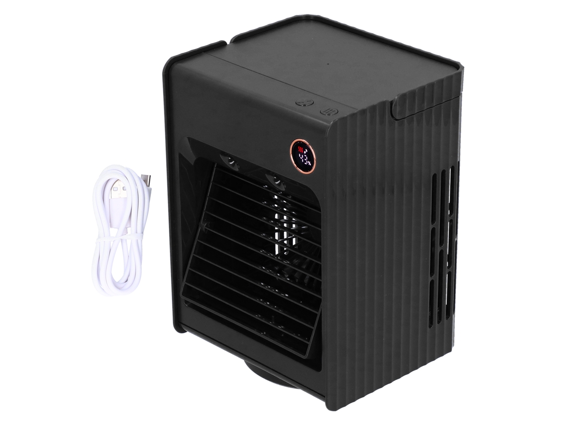 Ventilador Umidificador 2 em 1 Usb Oscilante Luz Preto