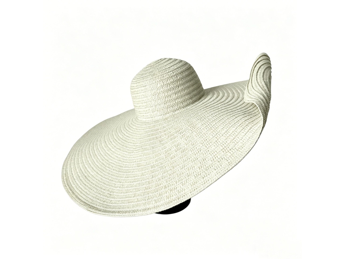 Chapéu De Praia Dobrável Para Férias Com Aba Larga, Largura Aberta De 70cm, Cor Bege, Tamanho M (56-58cm)