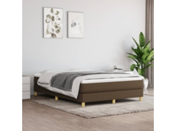 Vidaxl Cama Com Molas/colchão 140x190 Cm Tecido Castanho-escuro