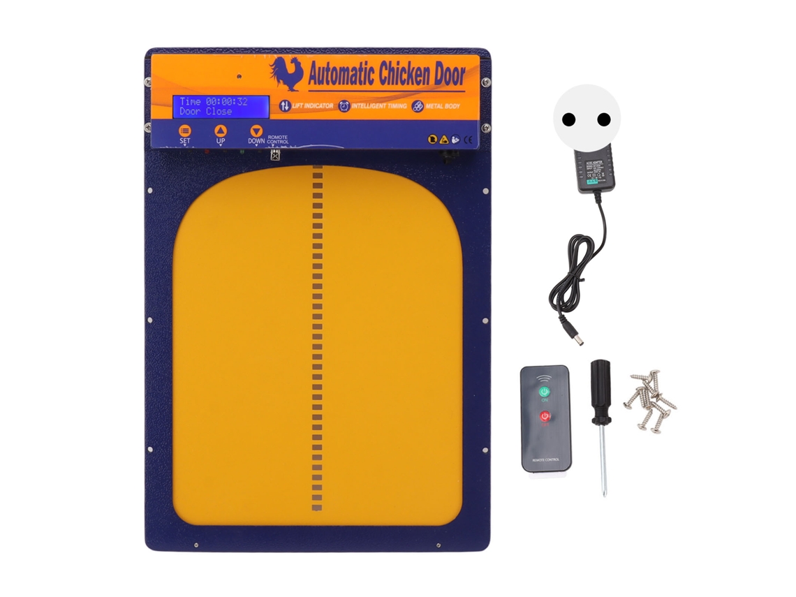 Porão automático Galinheiro com temporizador, sensor de luz e controle remoto.