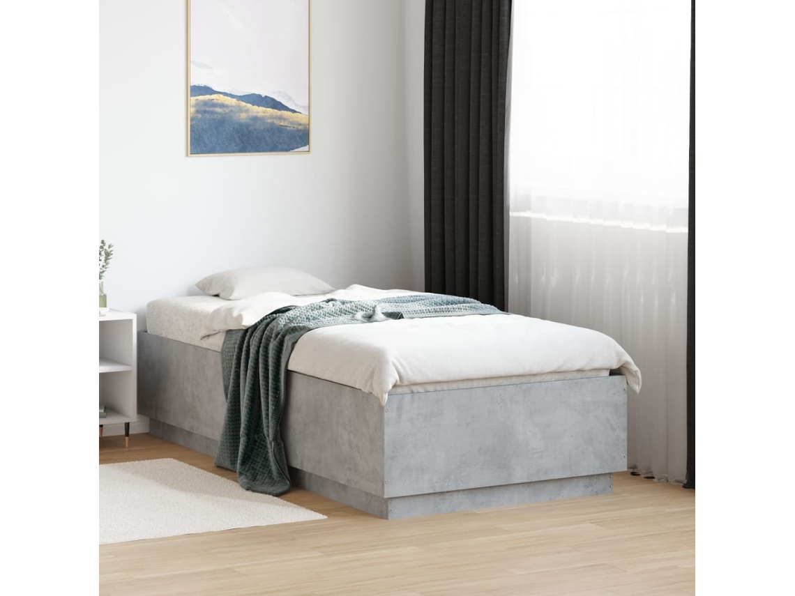 Vidaxl Estrutura De Cama 75x190 Cm Derivados De Madeira Cinza Cimento