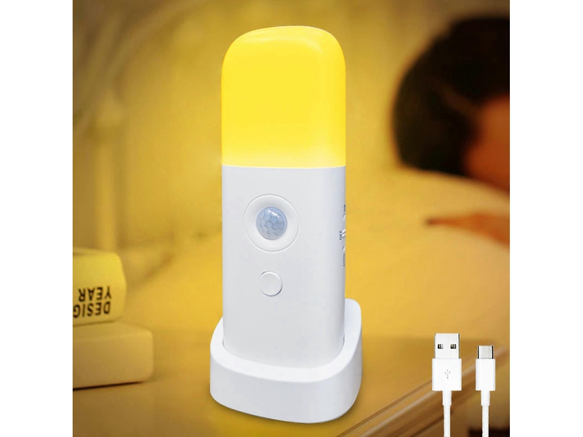Lurelia, Luz Noturna Led, Sensor Pir, Recarregável Usb, Regulável, 5 Níveis, Branco Quente, Corredor, Quarto, Suave