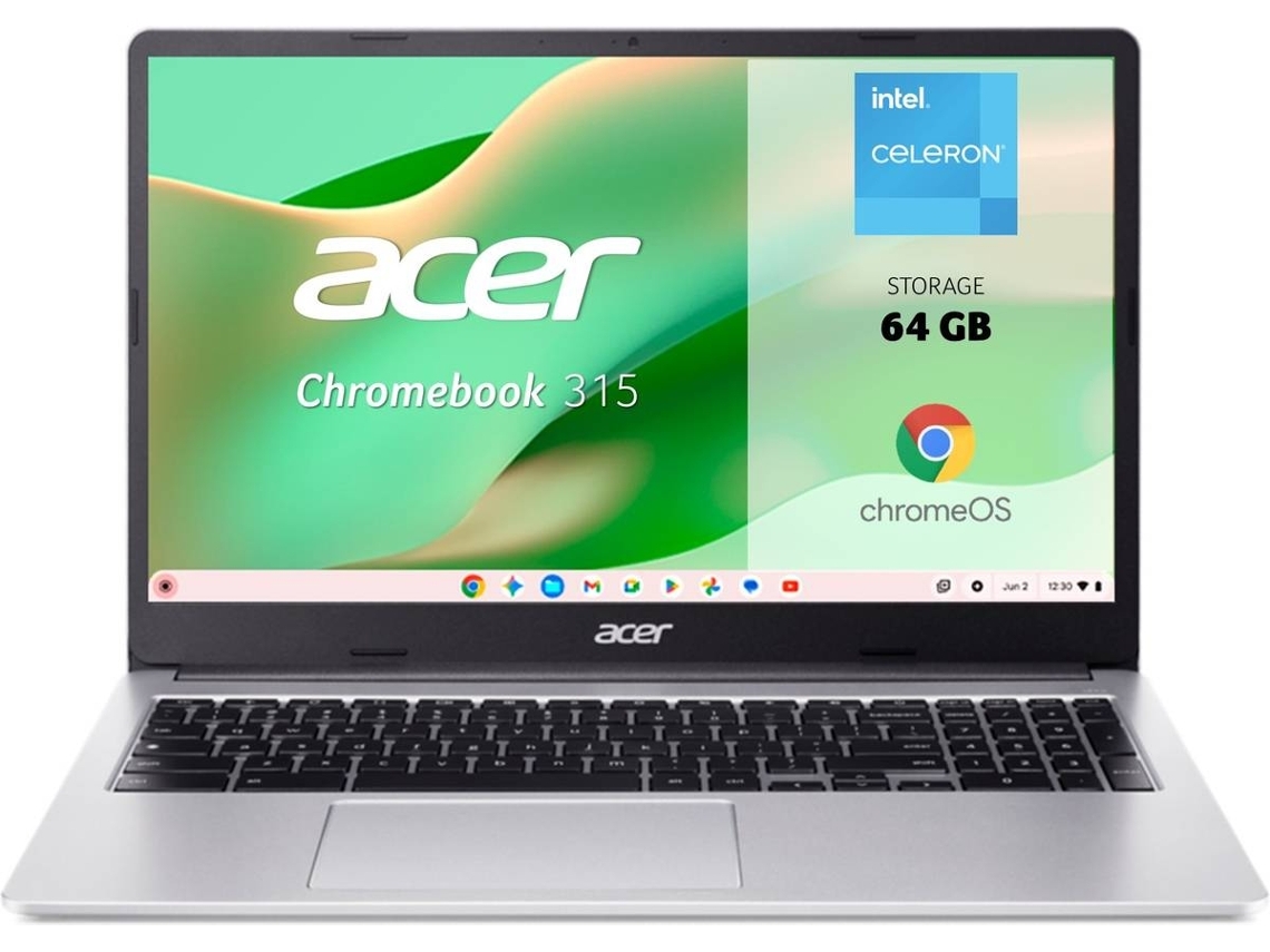 Portátil ACER Chromebook 315 (Outlet Caixa Aberta - 15.6'' - Intel Celeron N4500 - RAM: 8 GB - 128 GB eMMC - Intel UHD Graphics)